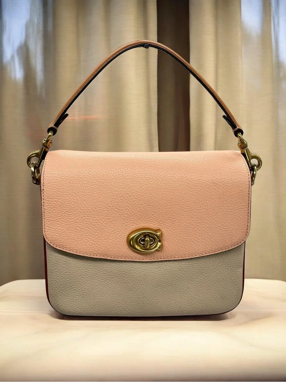 Coach Cassie Crossbody 19 in Colorblock Polished Pebbled Leather, Straps & Chain